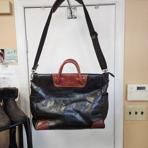 Samsonite Black and Brown Leather Tote Bag